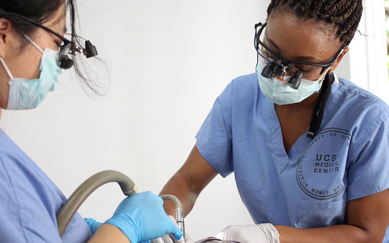 Dental mission team providing care in Jamaica